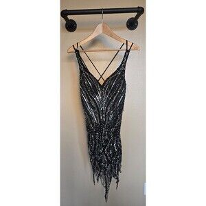 Tony Bowls black detailed short black  cocktail dress women's size 4 (small)